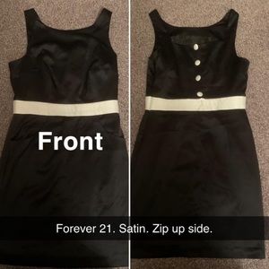 Forever 21 black satin white buttons dress